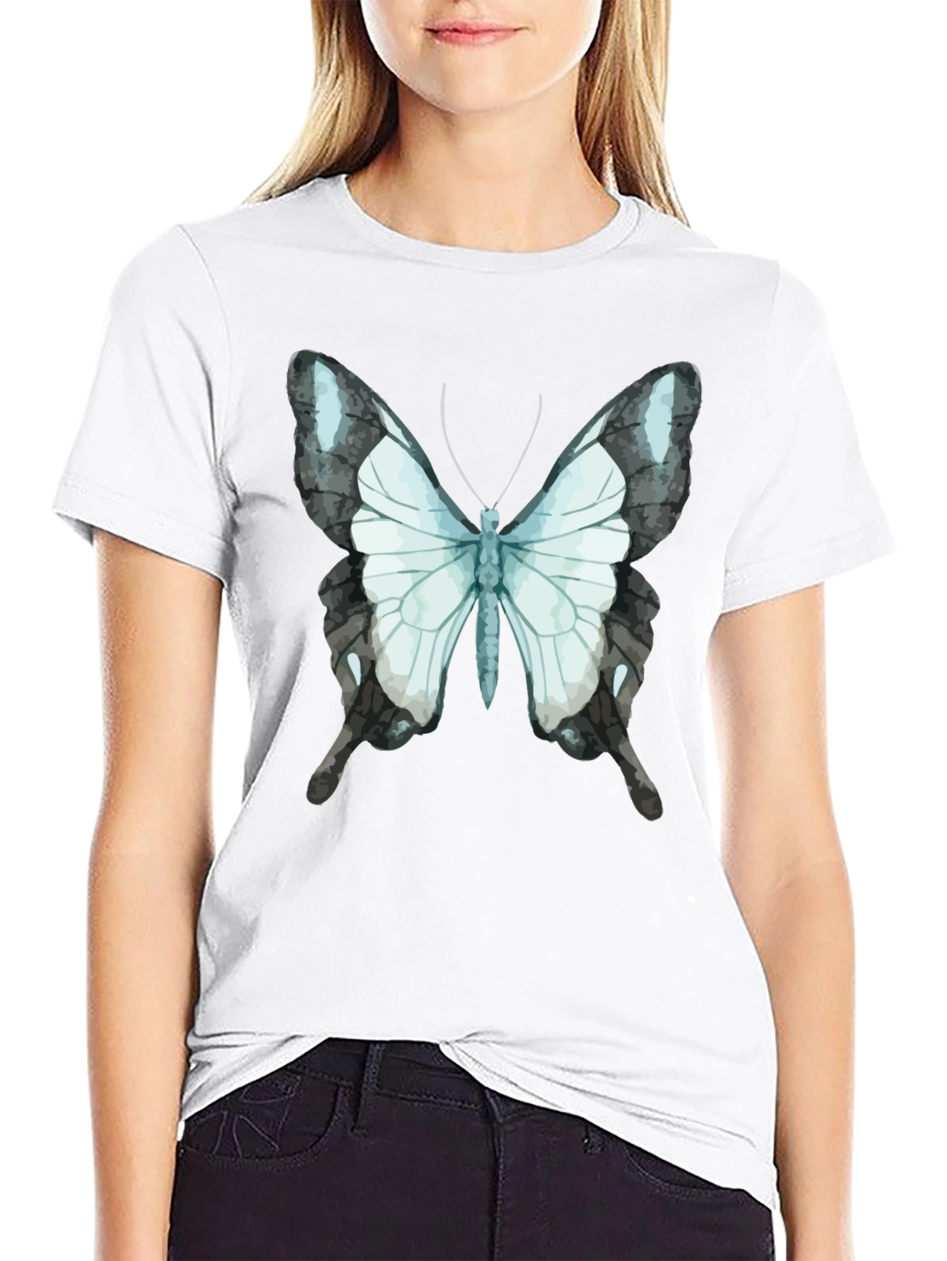 Butterfly Graphic Tee - Black Cotton Blend