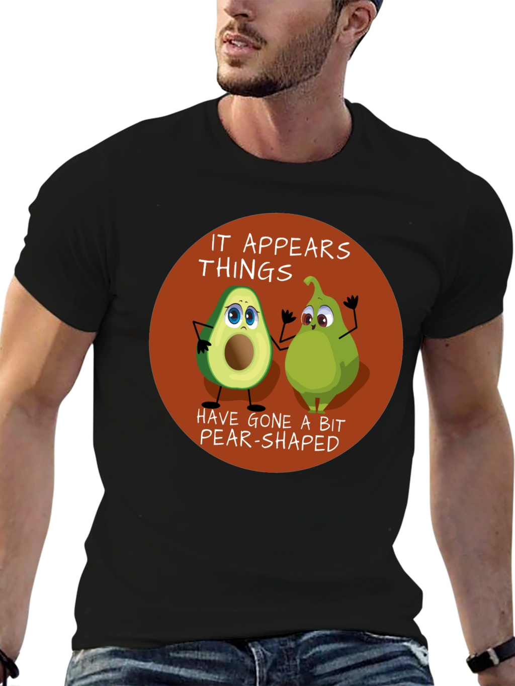 Funny Avocado & Pear Graphic T-Shirt