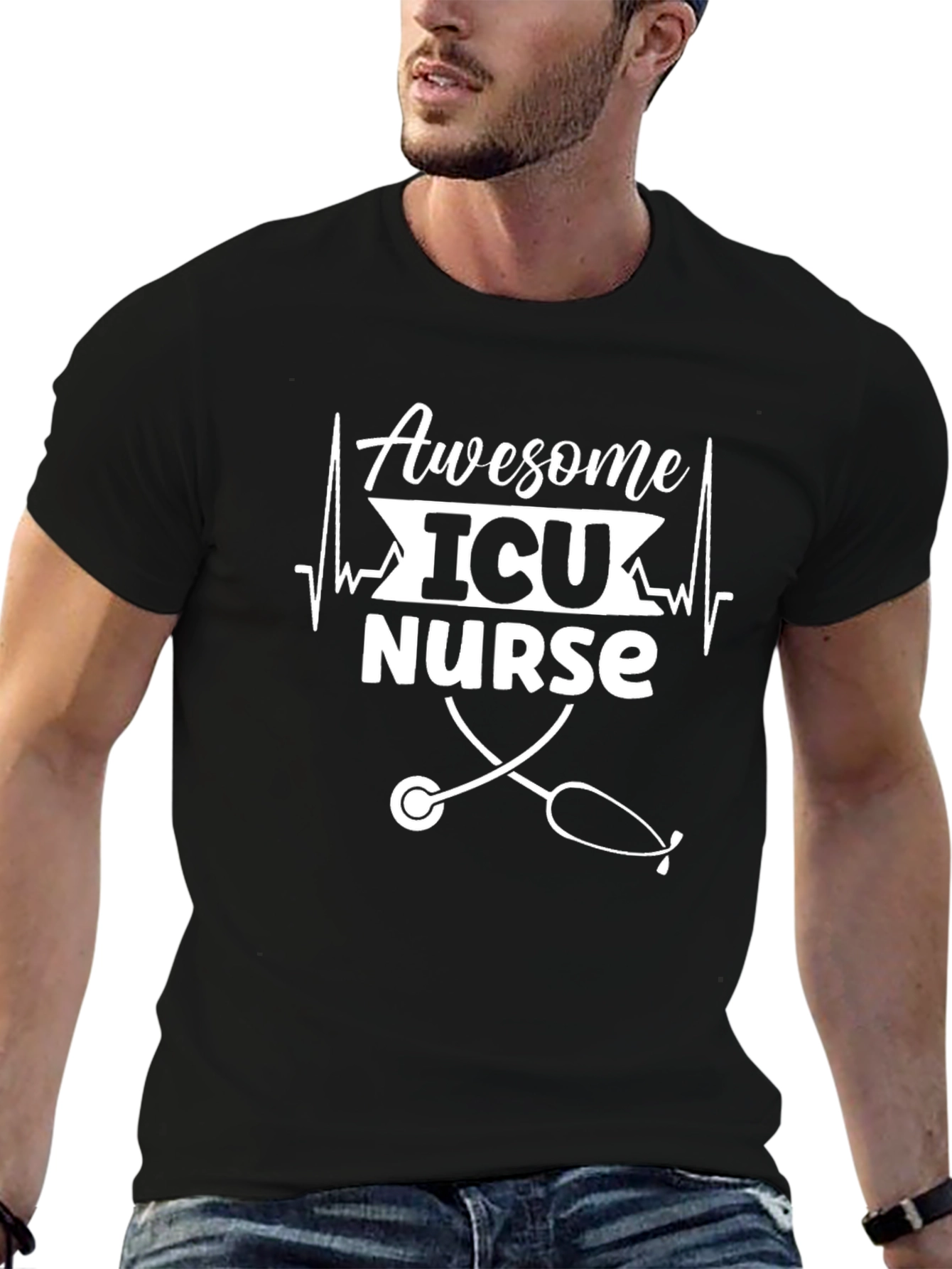 Awesome ICU Nurse Graphic Tee - Black