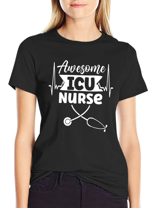 Awesome ICU Nurse Graphic Tee - Black