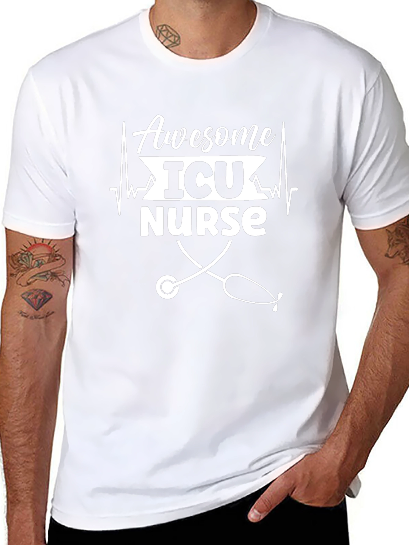 Awesome ICU Nurse Graphic Tee - Black