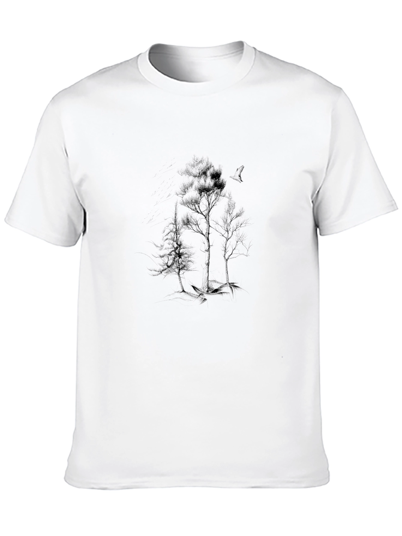 Mens Black Tee with Tree Graphic