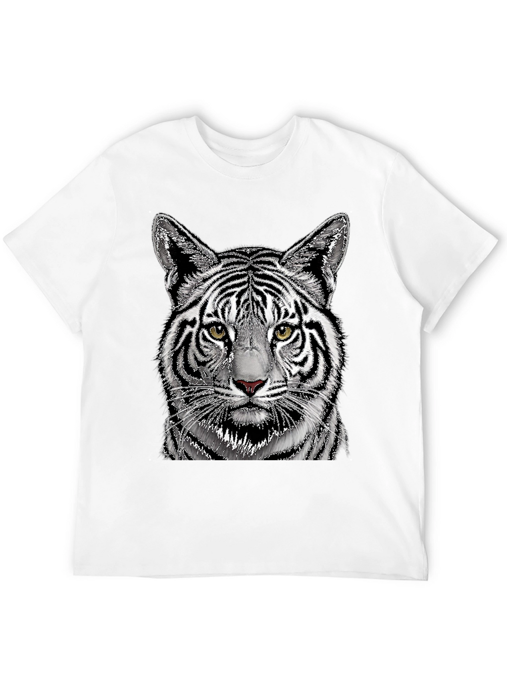 White Tiger Graphic Print Black T-Shirt