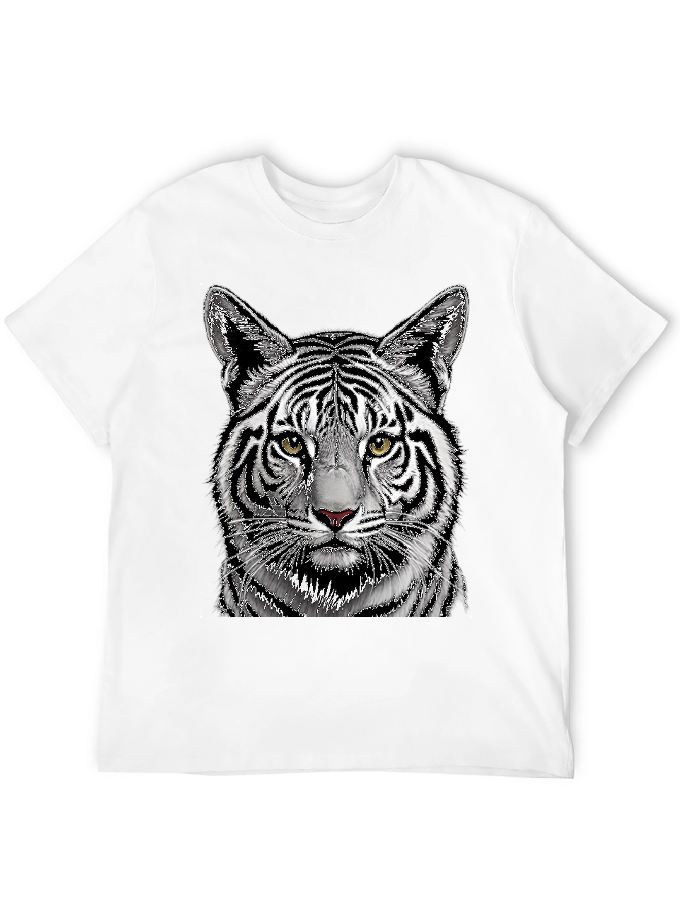 White Tiger Graphic Print Black T-Shirt