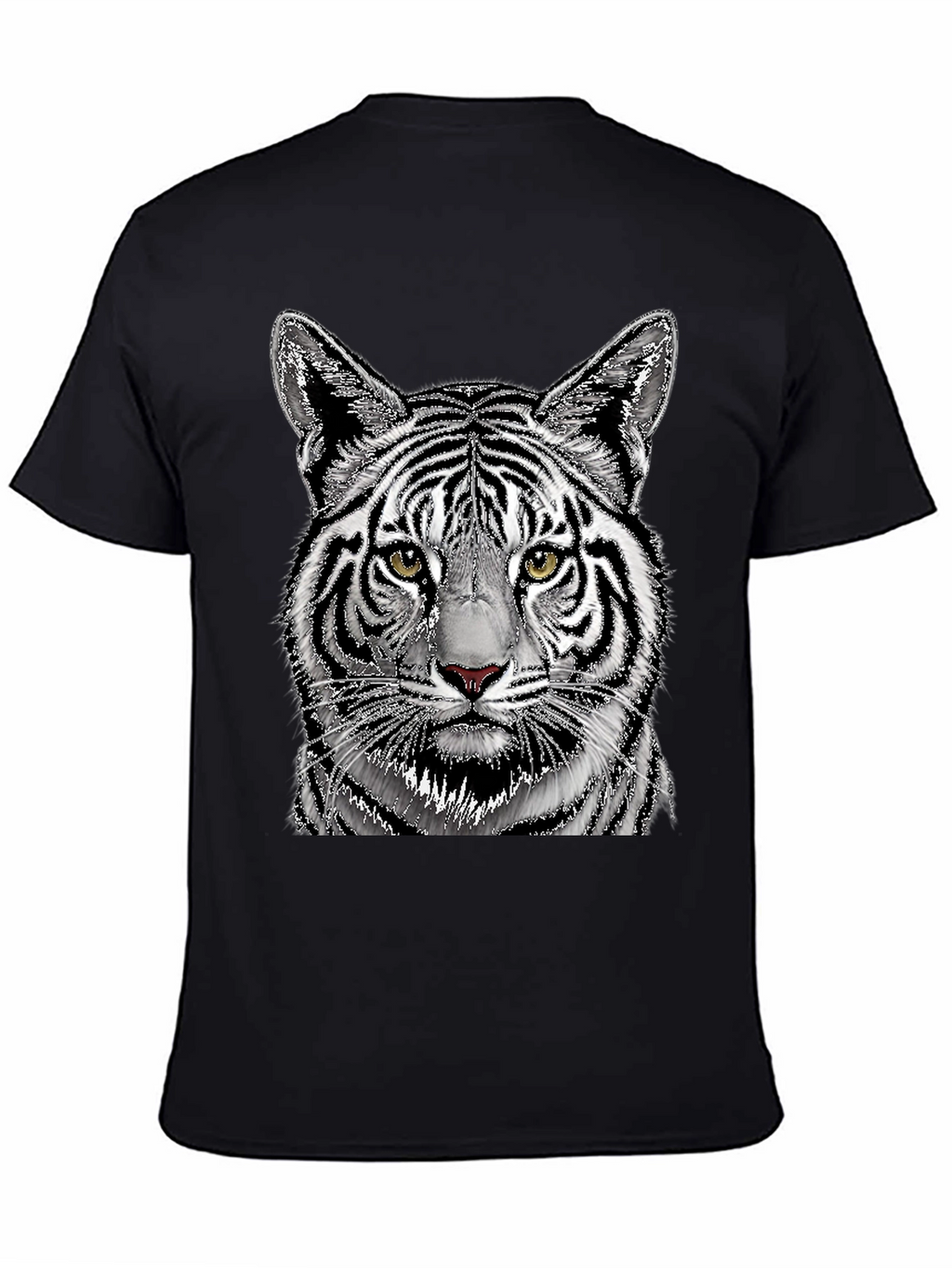 White Tiger Graphic Print Black T-Shirt