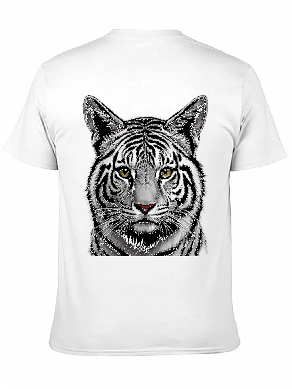 White Tiger Graphic Print Black T-Shirt