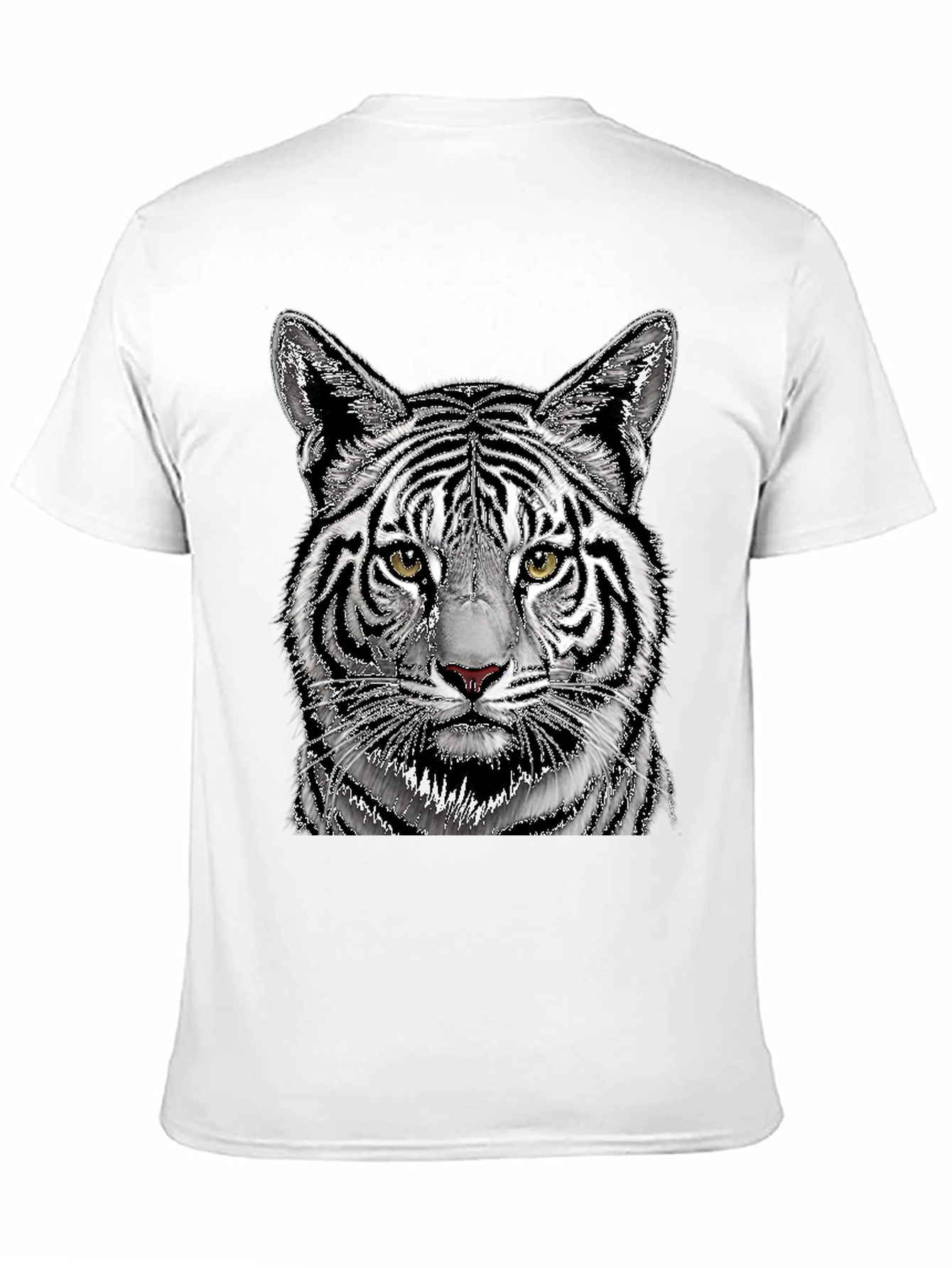 White Tiger Graphic Print Black T-Shirt
