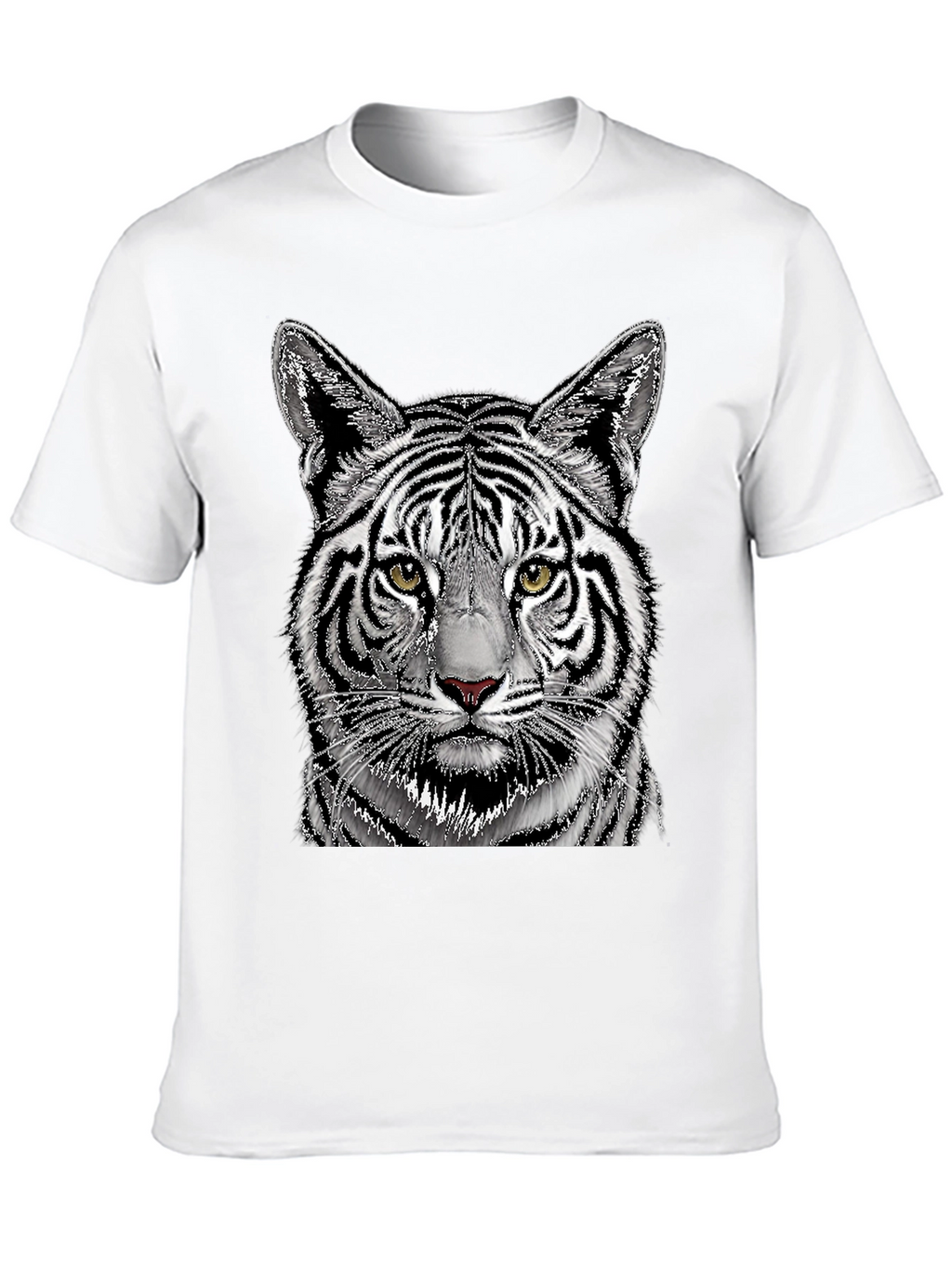 White Tiger Graphic Print Black T-Shirt