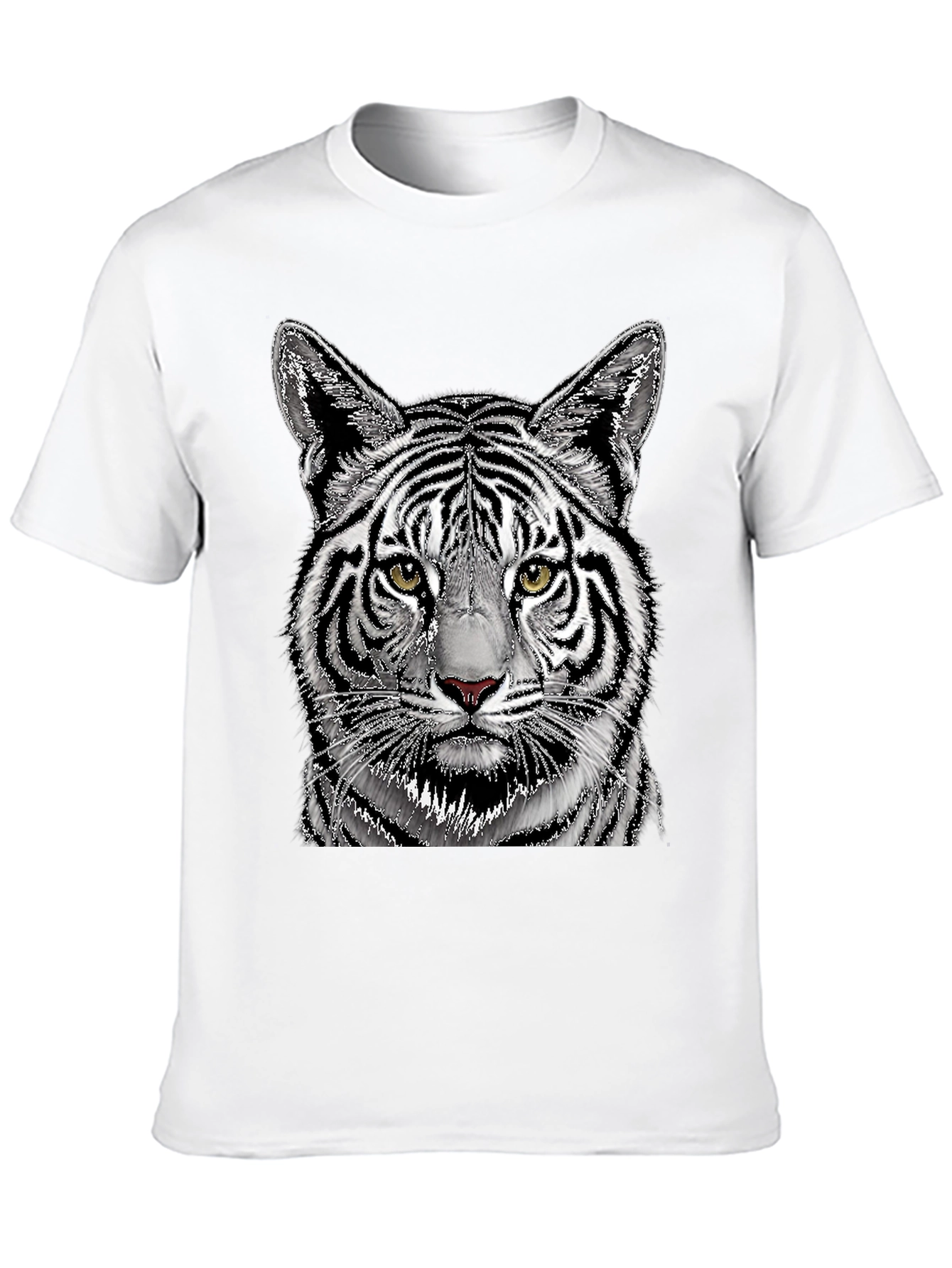 White Tiger Graphic Print Black T-Shirt