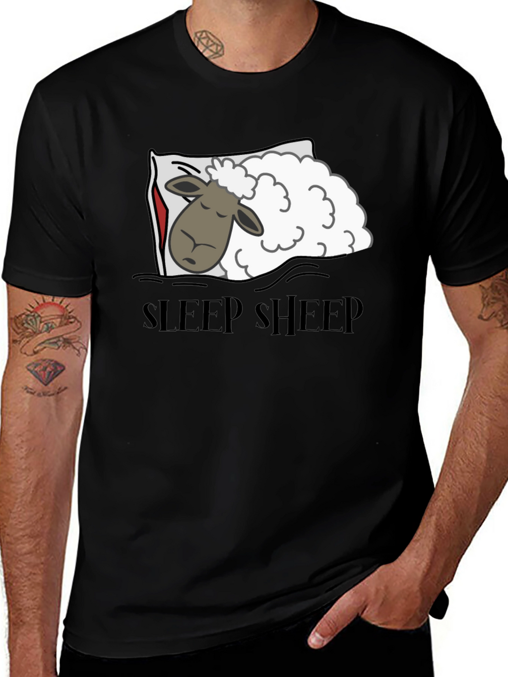 Sleep Sheep Graphic T-Shirt - Black