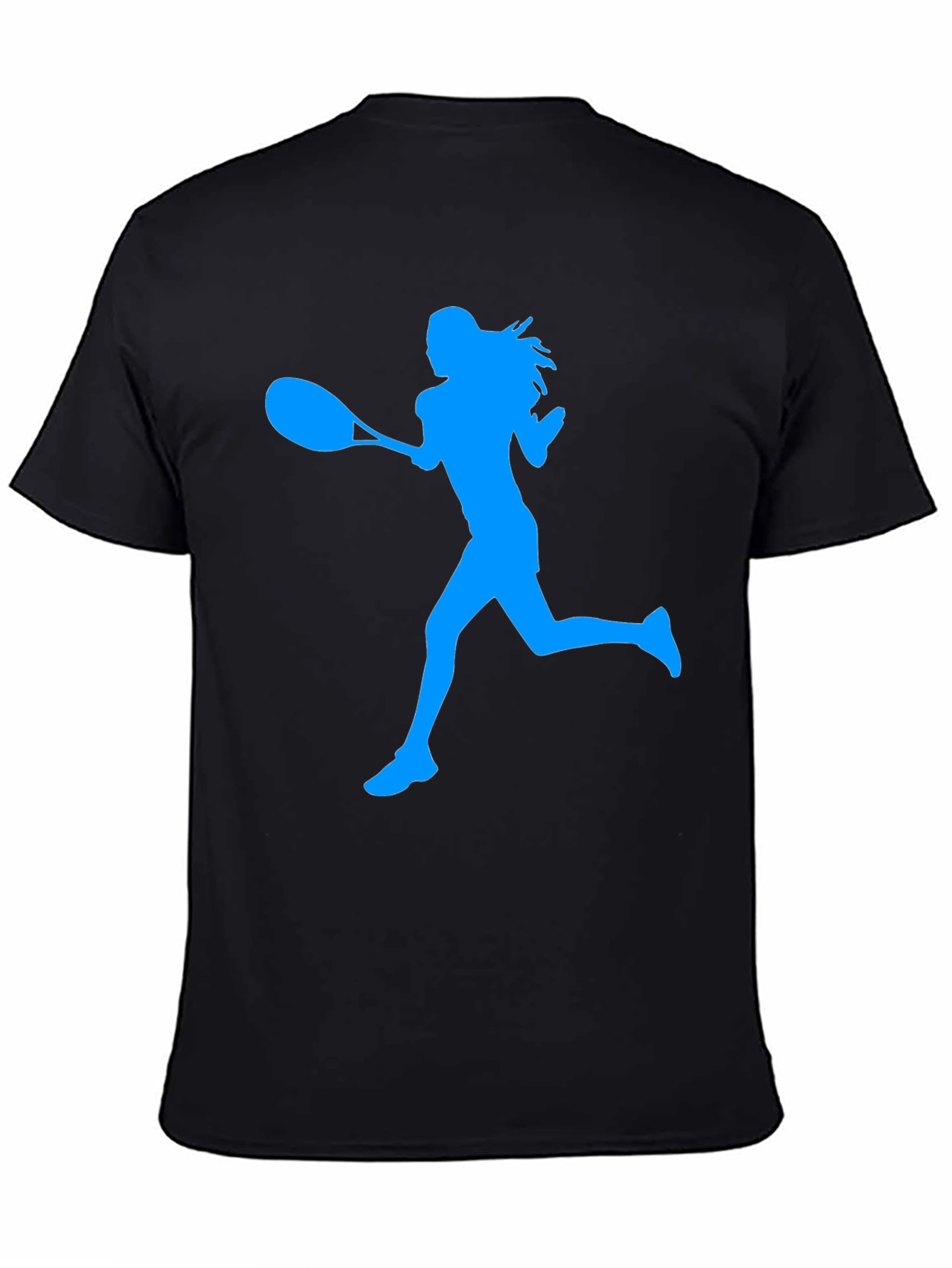 Tennis Player Silhouette Graphic Tee - Black