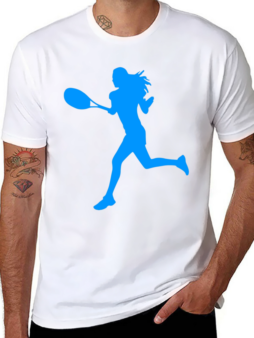 Tennis Player Silhouette Graphic Tee - Black
