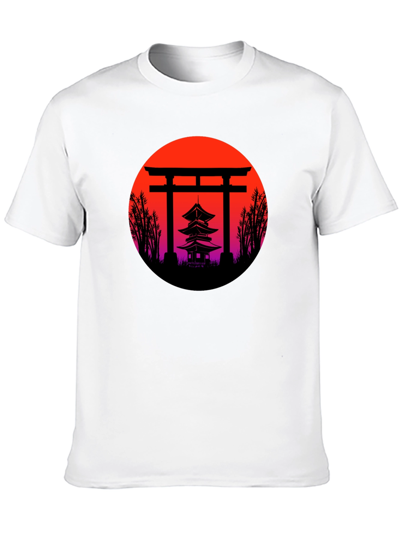 Japanese Temple Sunset Graphic T-Shirt