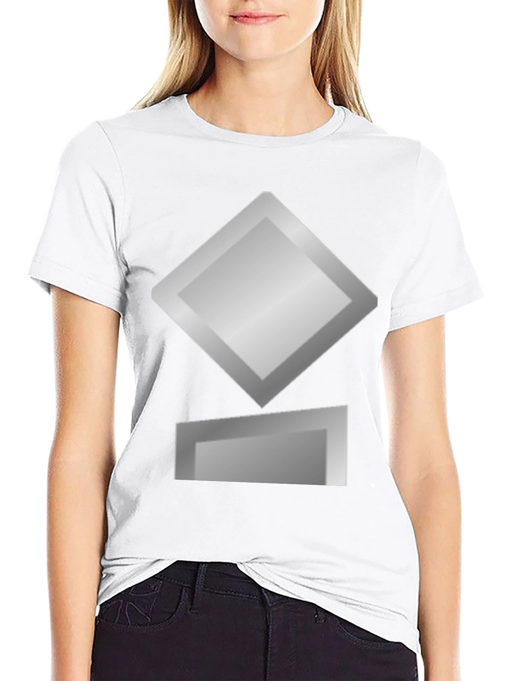 Geometric Graphic Tee - Silver Diamond Design