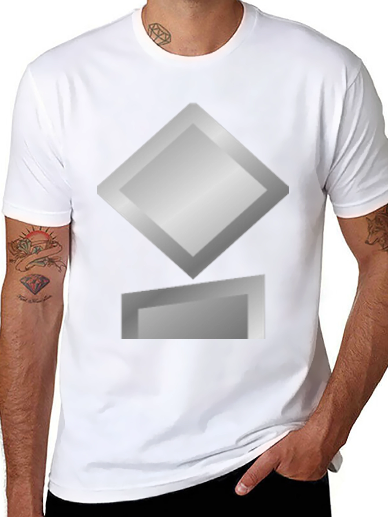 Geometric Graphic Tee - Silver Diamond Design