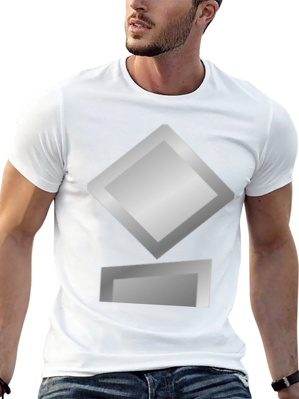 Geometric Graphic Tee - Silver Diamond Design