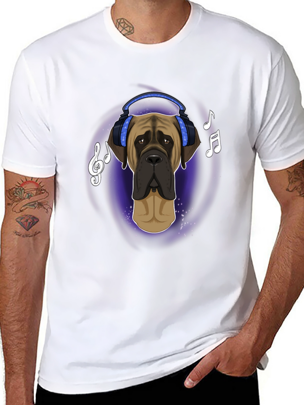 Dog in Headphones T-Shirt - Music Lover Tee