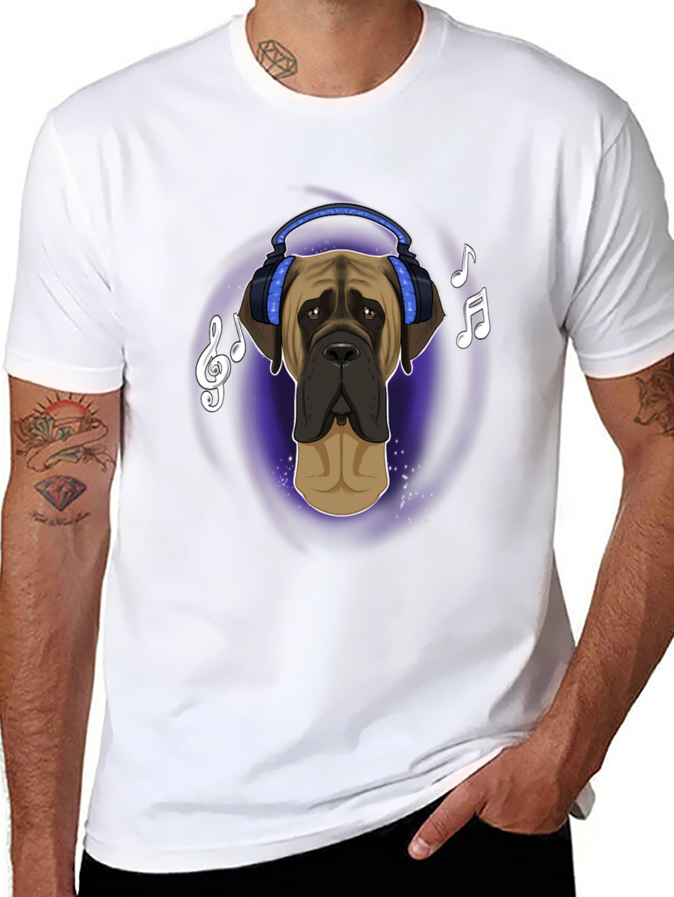 Dog in Headphones T-Shirt - Music Lover Tee