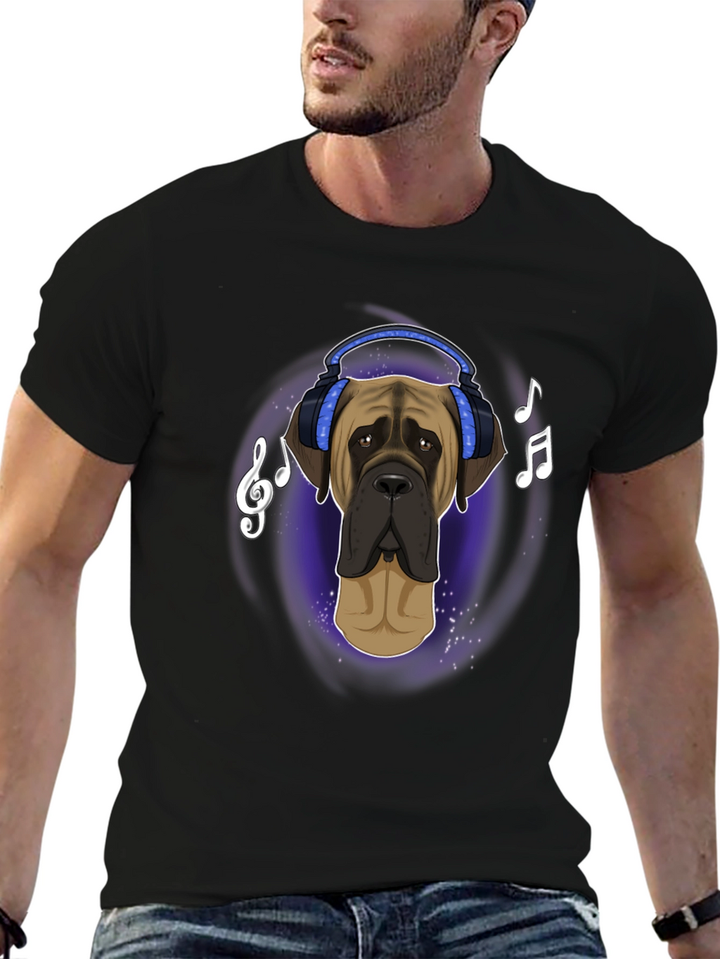 Dog in Headphones T-Shirt - Music Lover Tee