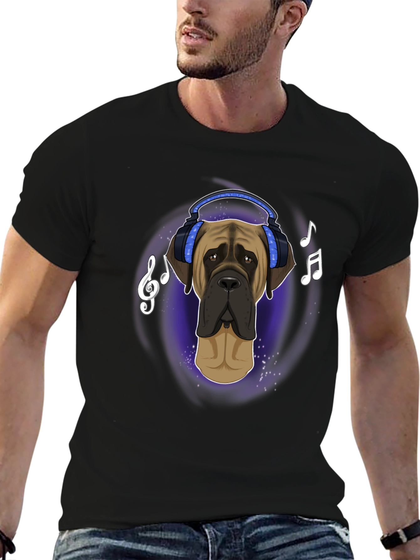 Dog in Headphones T-Shirt - Music Lover Tee