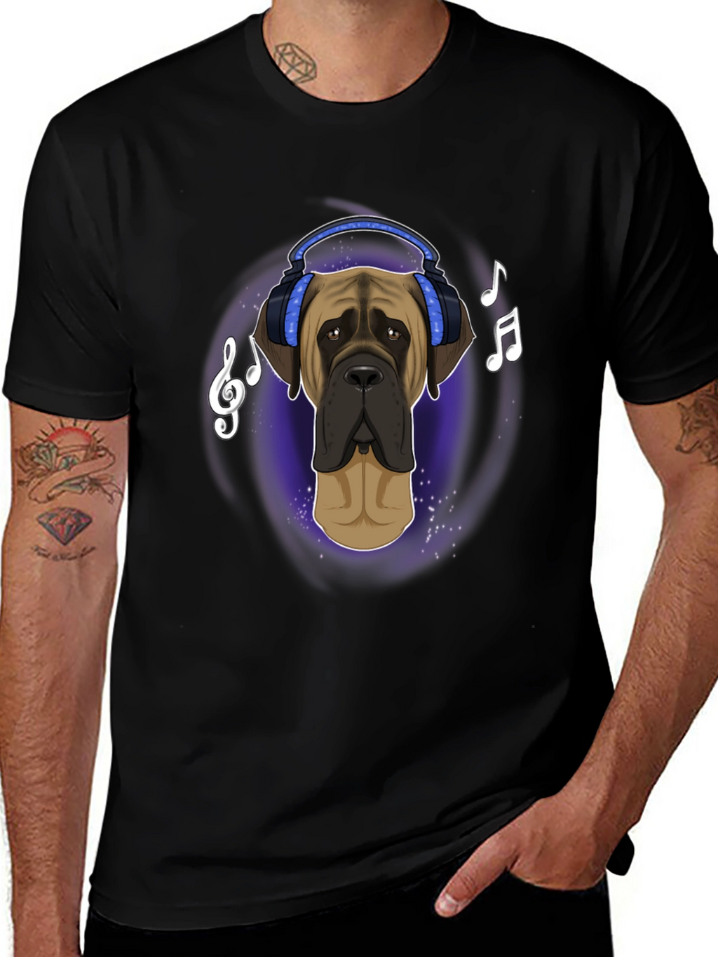 Dog in Headphones T-Shirt - Music Lover Tee