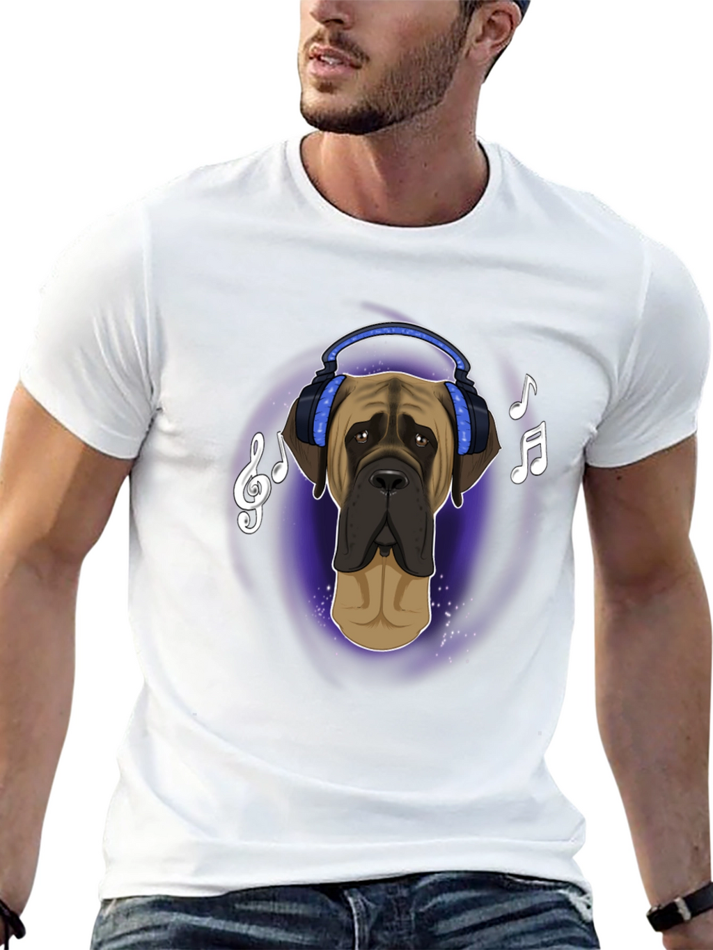 Dog in Headphones T-Shirt - Music Lover Tee