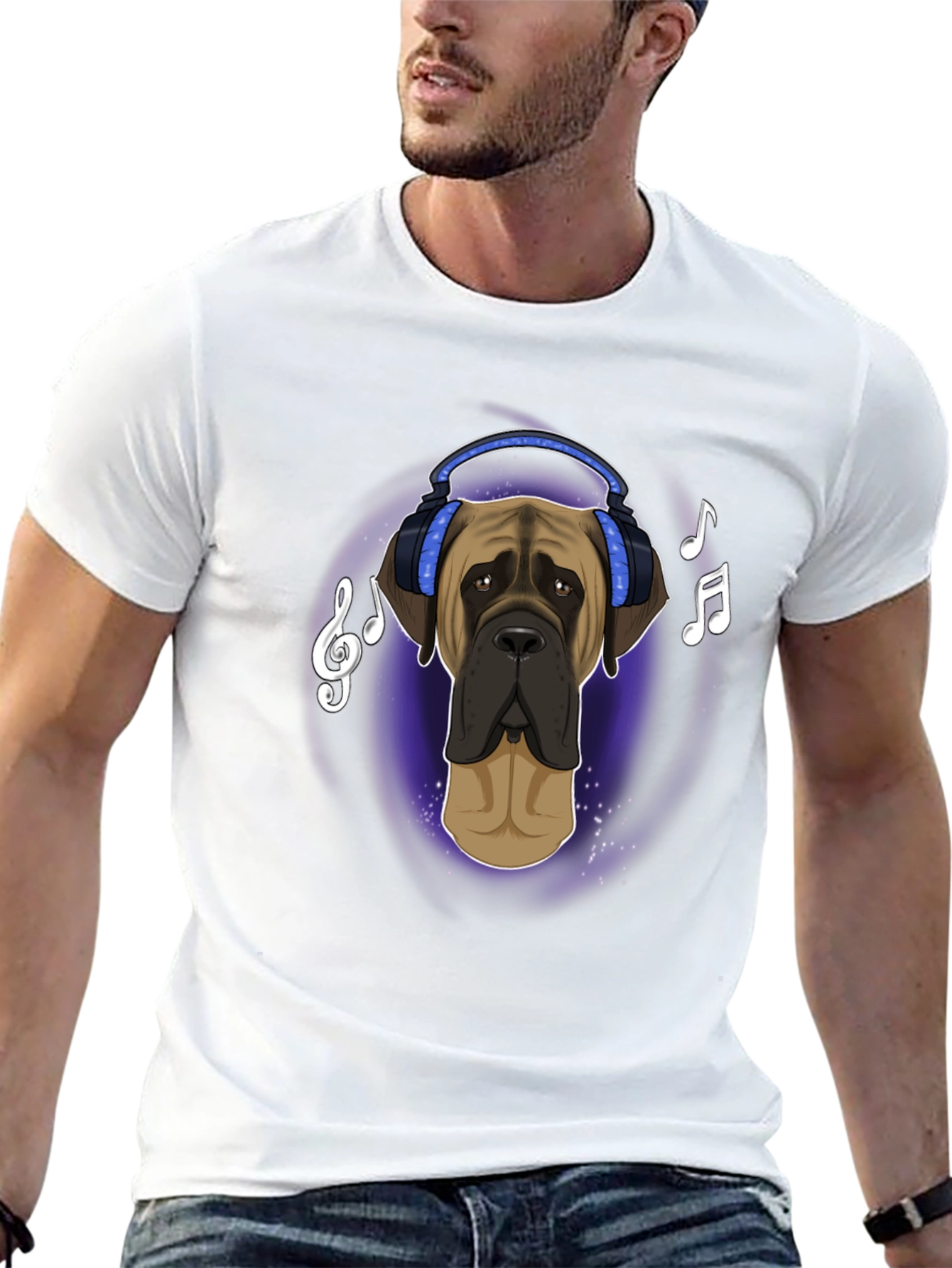 Dog in Headphones T-Shirt - Music Lover Tee