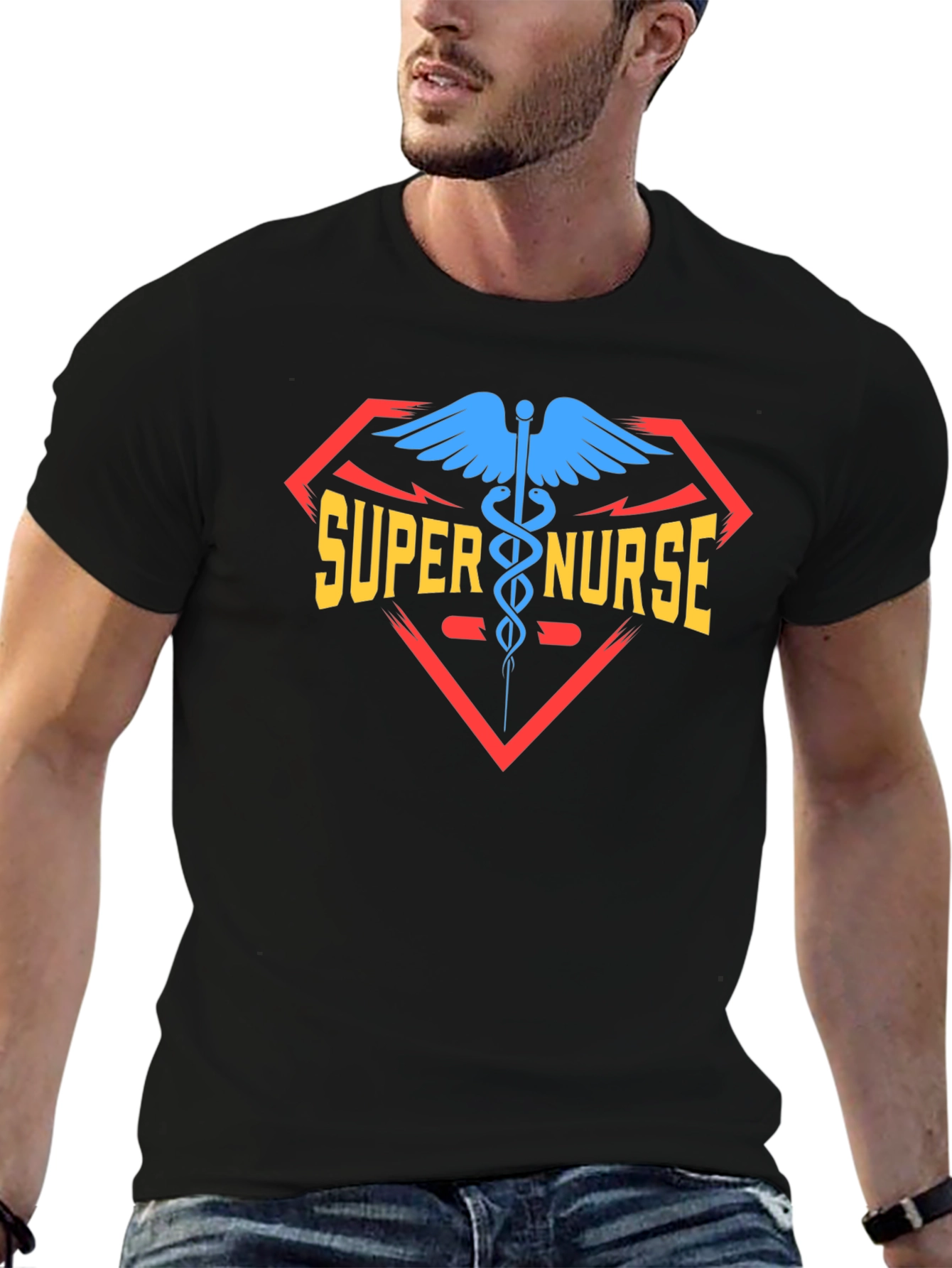 Super Nurse Graphic T-Shirt - Black