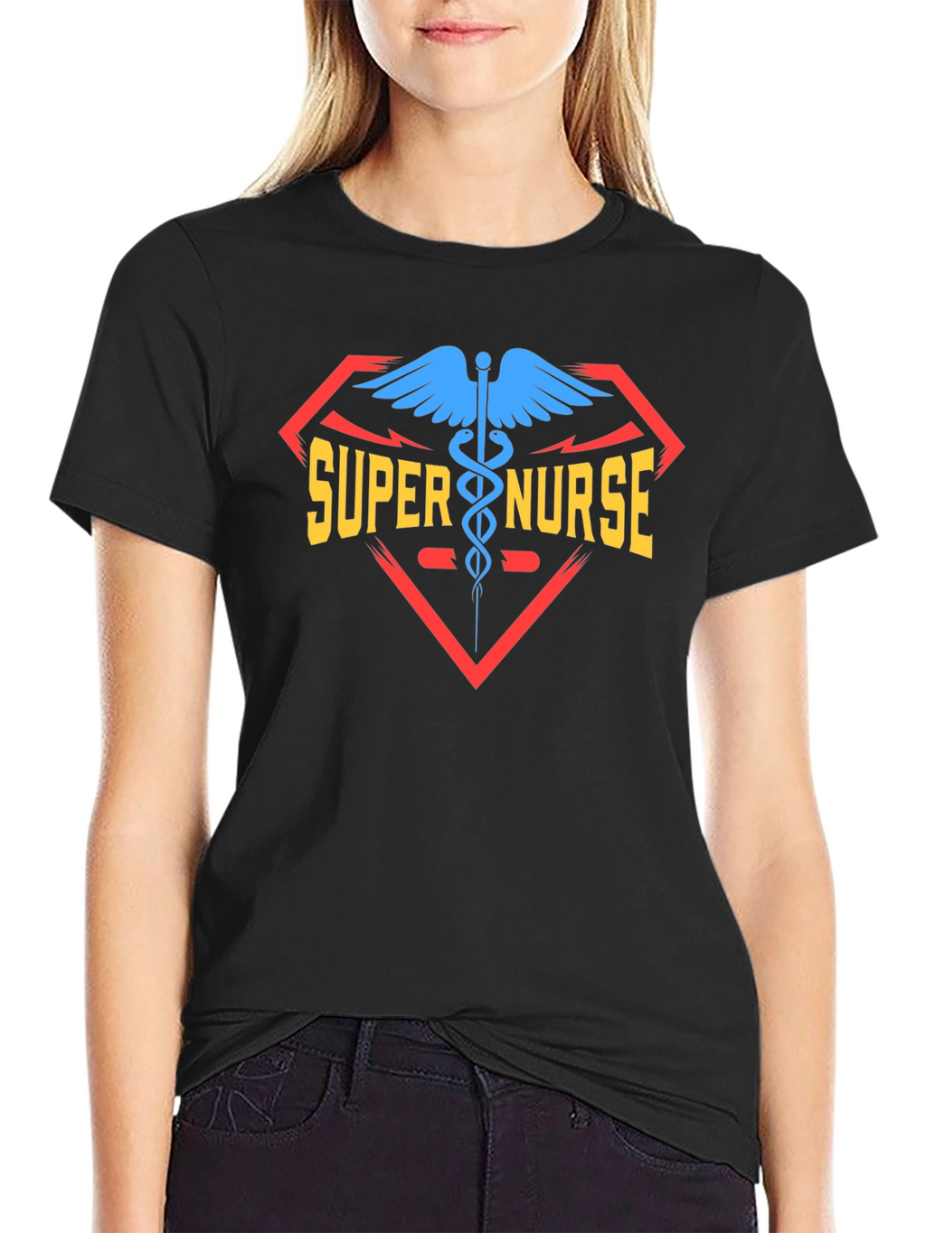 Super Nurse Graphic T-Shirt - Black