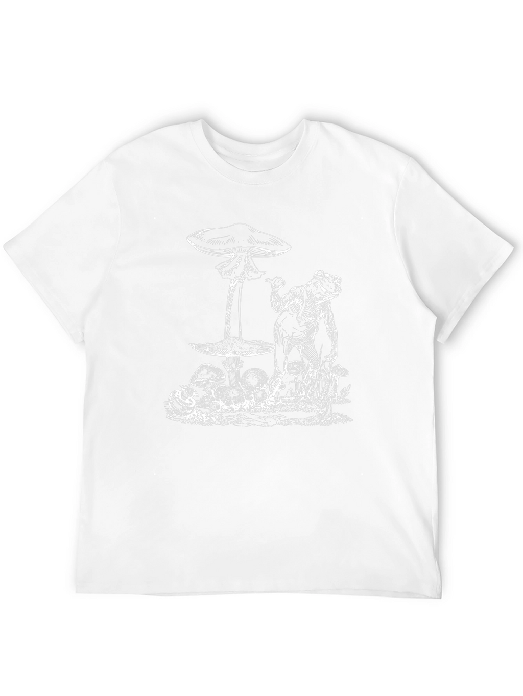 Frog & Mushroom Graphic Tee - Black Cotton T-Shirt