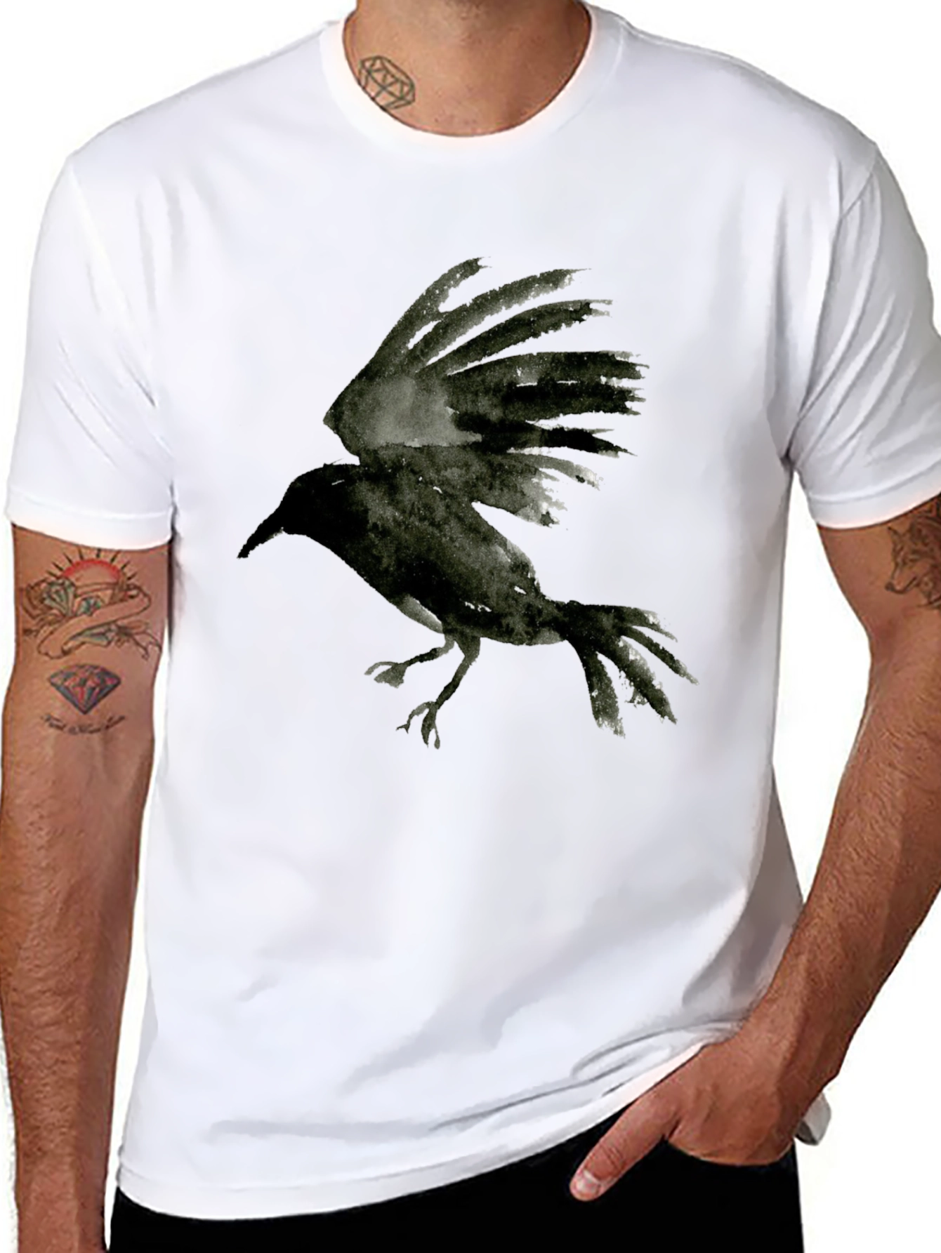 Black Crow Graphic Tee - Unisex Stylish Bird T-Shirt
