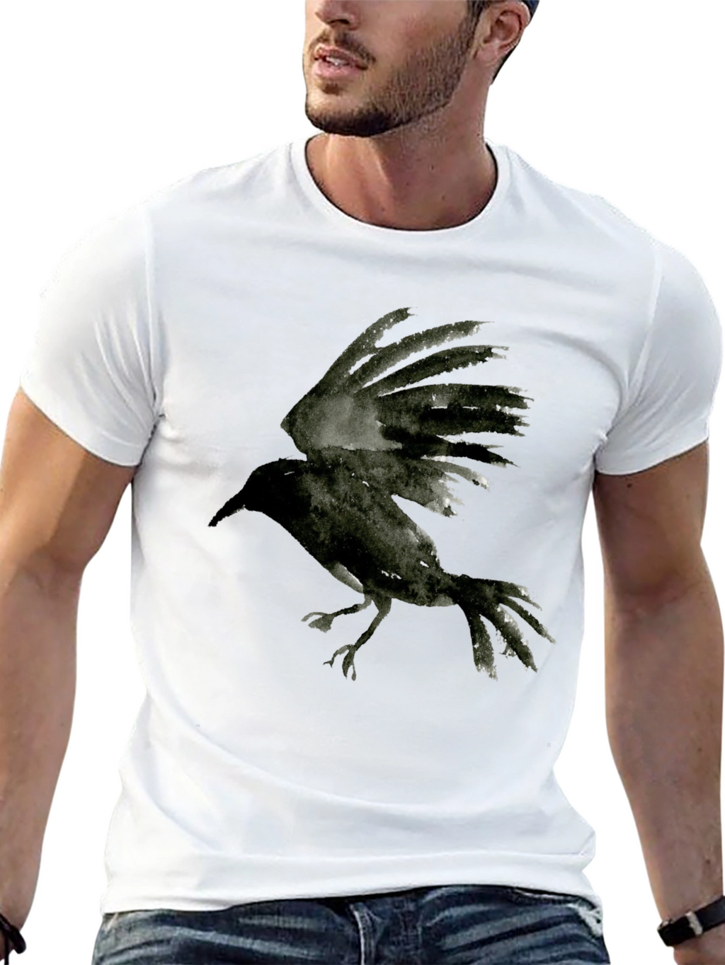 Black Crow Graphic Tee - Unisex Stylish Bird T-Shirt