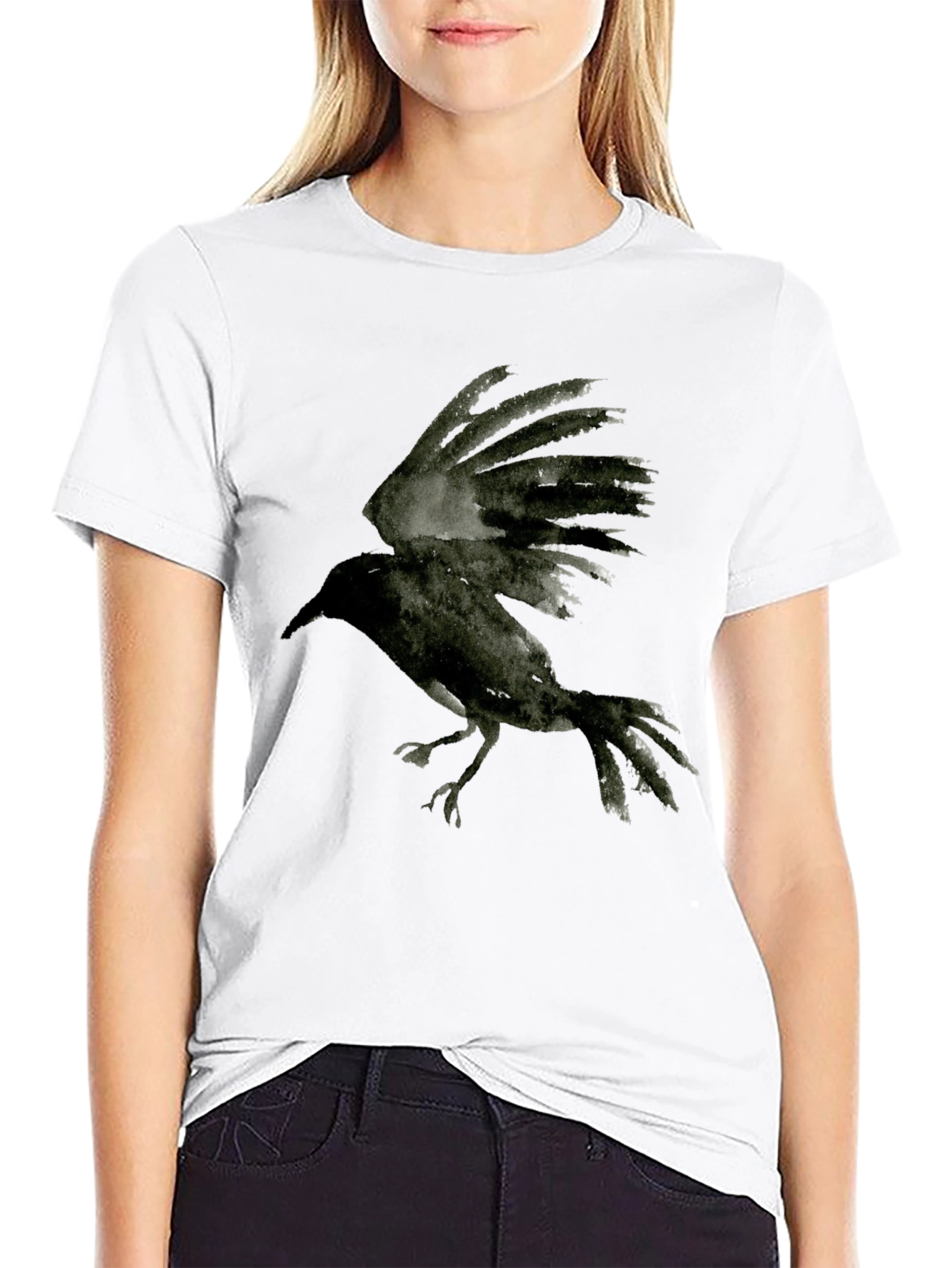 Black Crow Graphic Tee - Unisex Stylish Bird T-Shirt