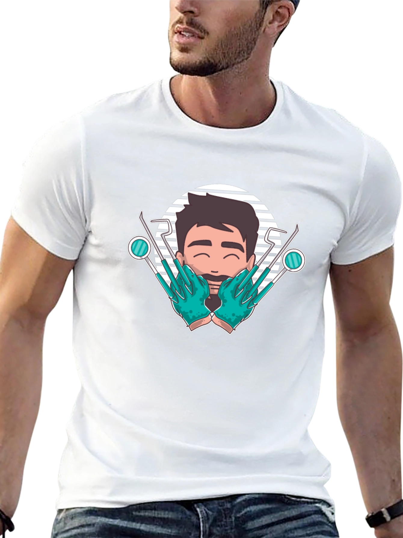 Dentist Cartoon Graphic Tee - Stylish Black T-Shirt
