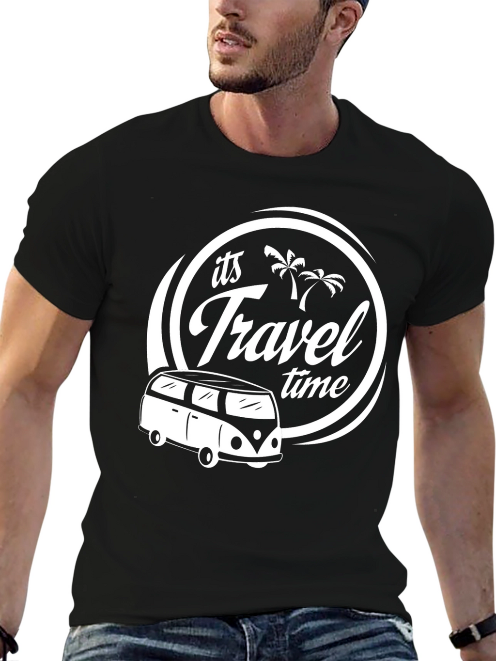 Its Travel Time Black T-Shirt