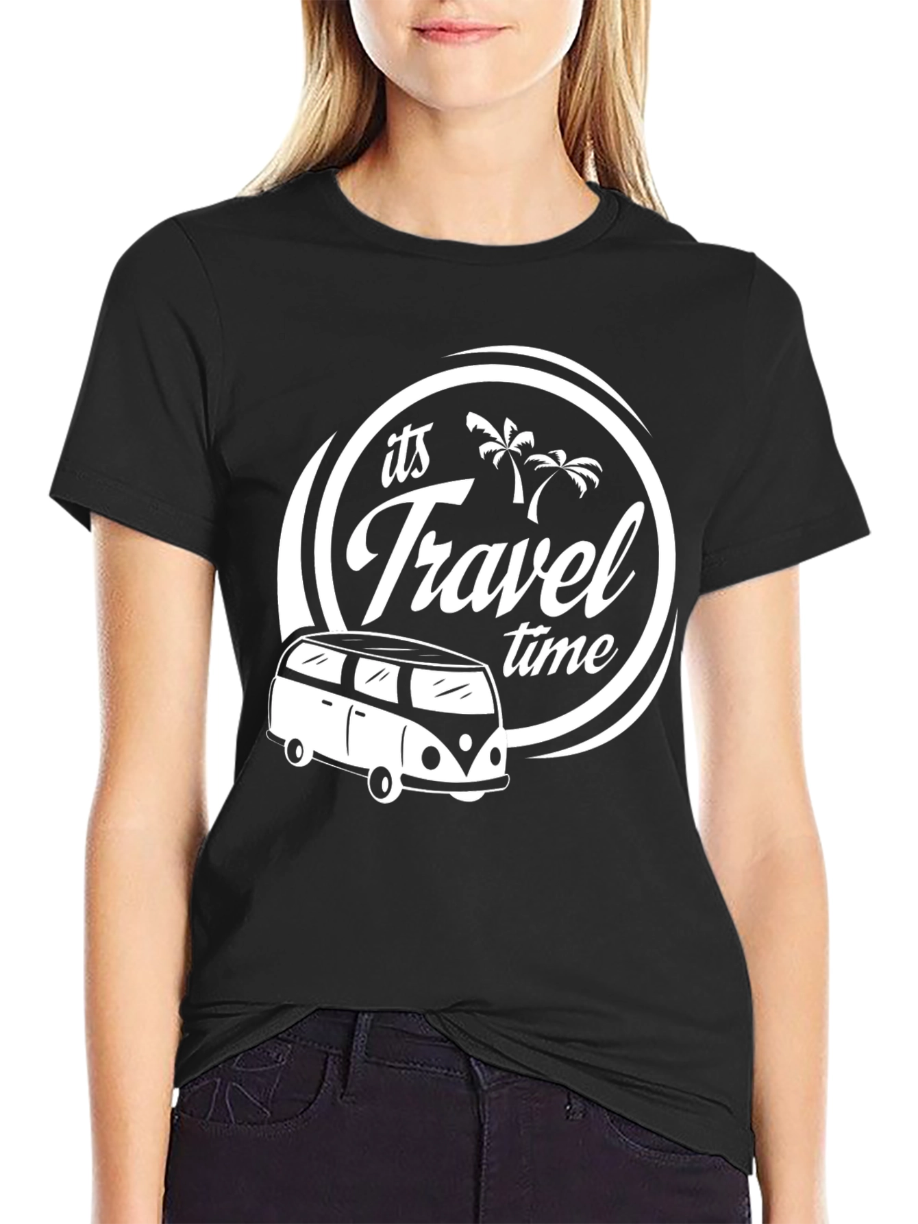 Its Travel Time Black T-Shirt