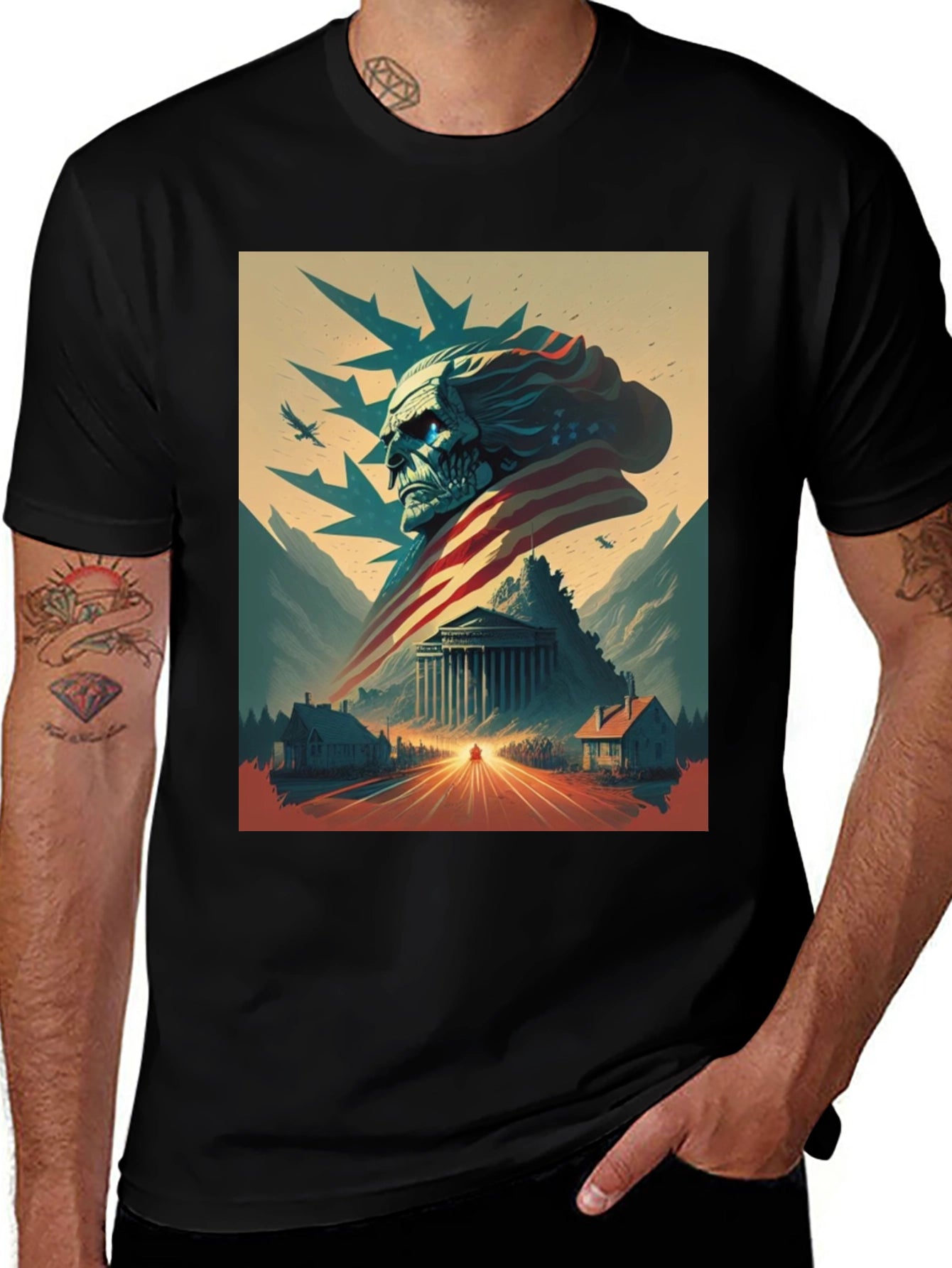 American Patriot Graphic Tee - Black