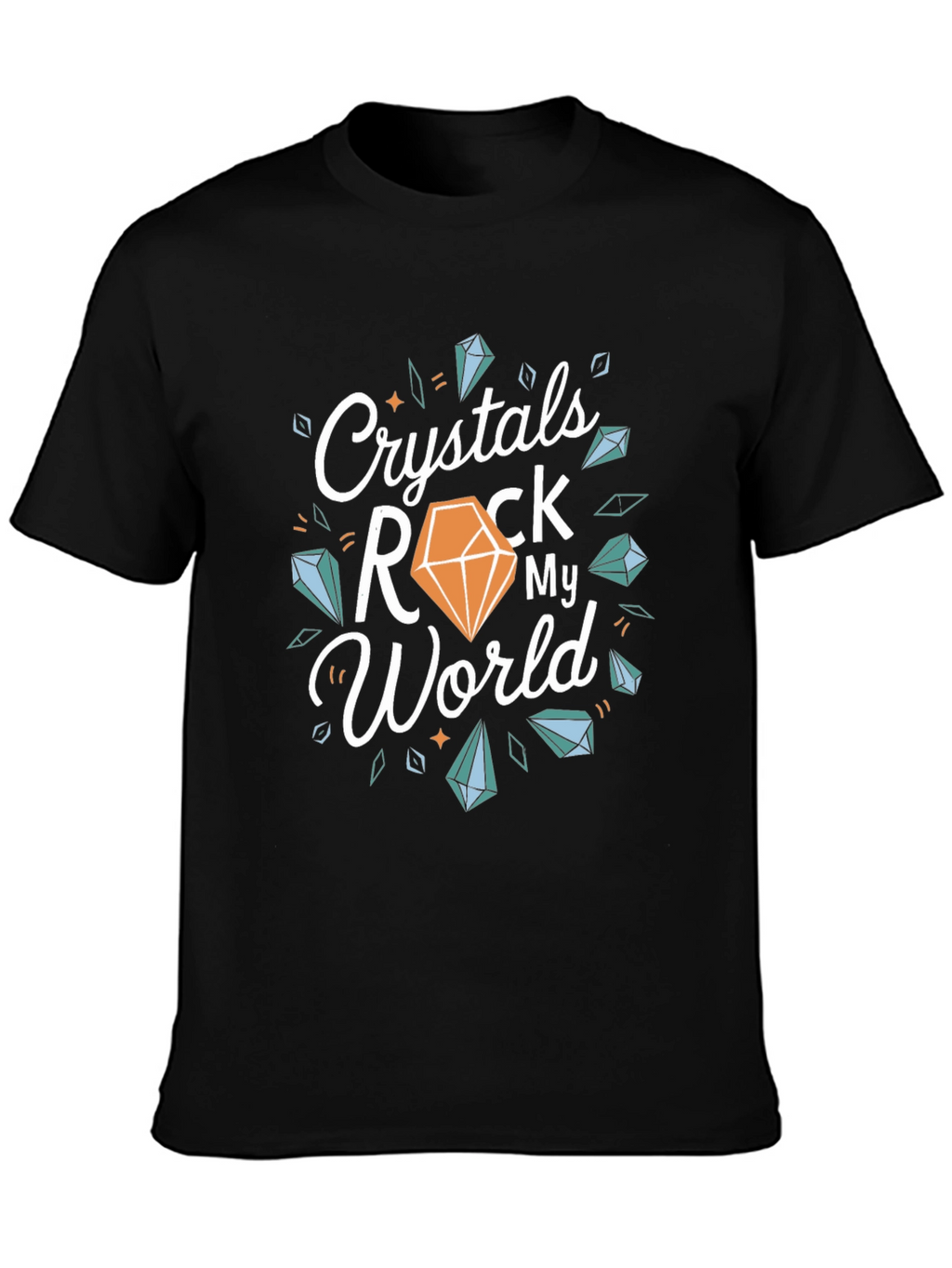 Crystals Rock My World Black T-Shirt