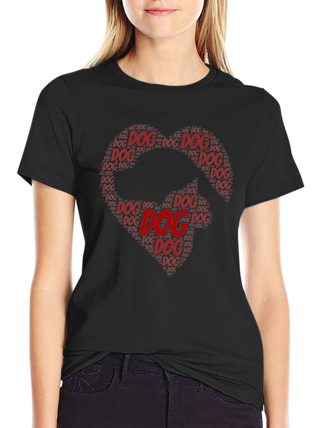 Dog Lover T-Shirt: Heart-Shaped Dog Word Art
