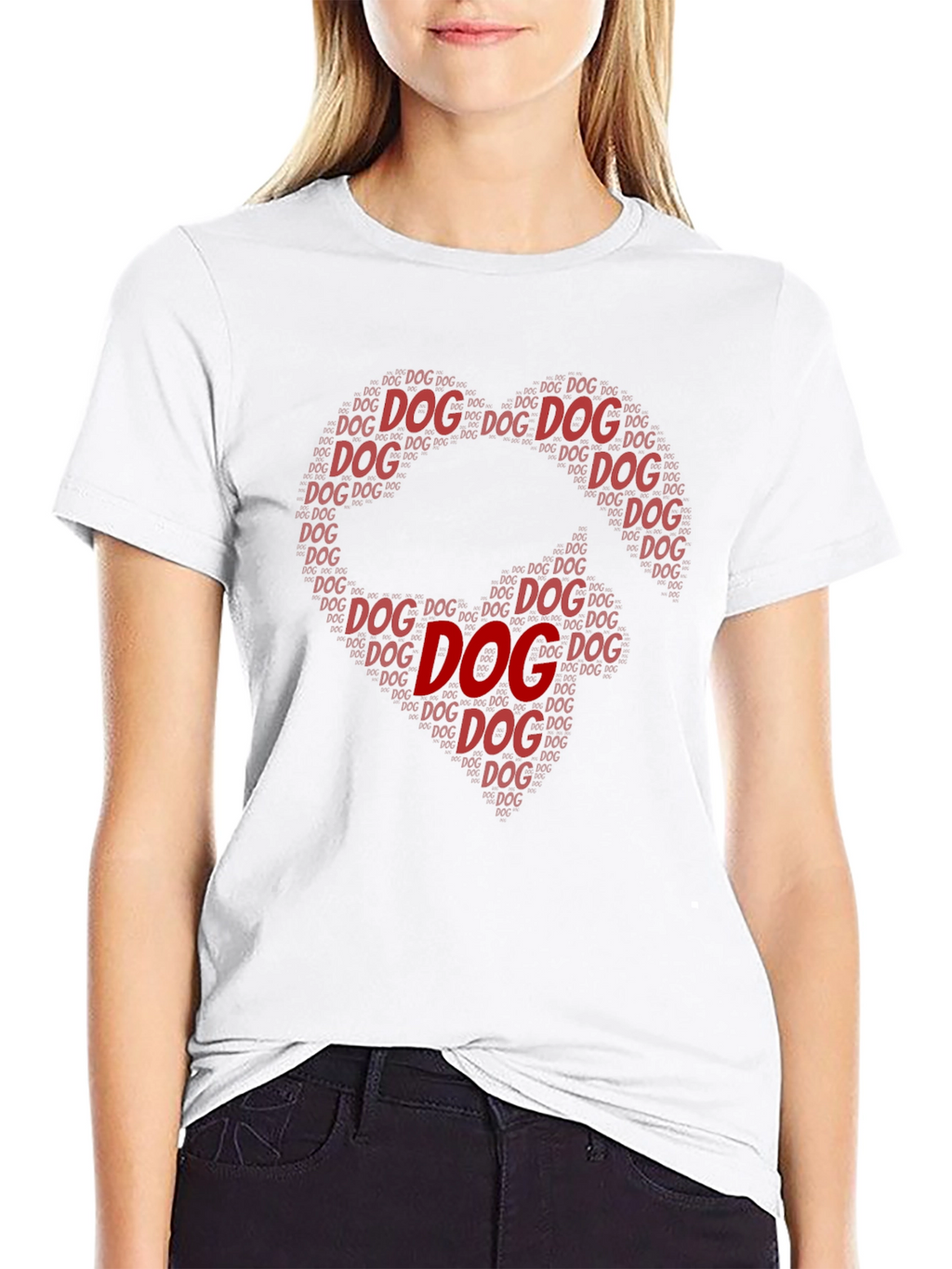 Dog Lover T-Shirt: Heart-Shaped Dog Word Art