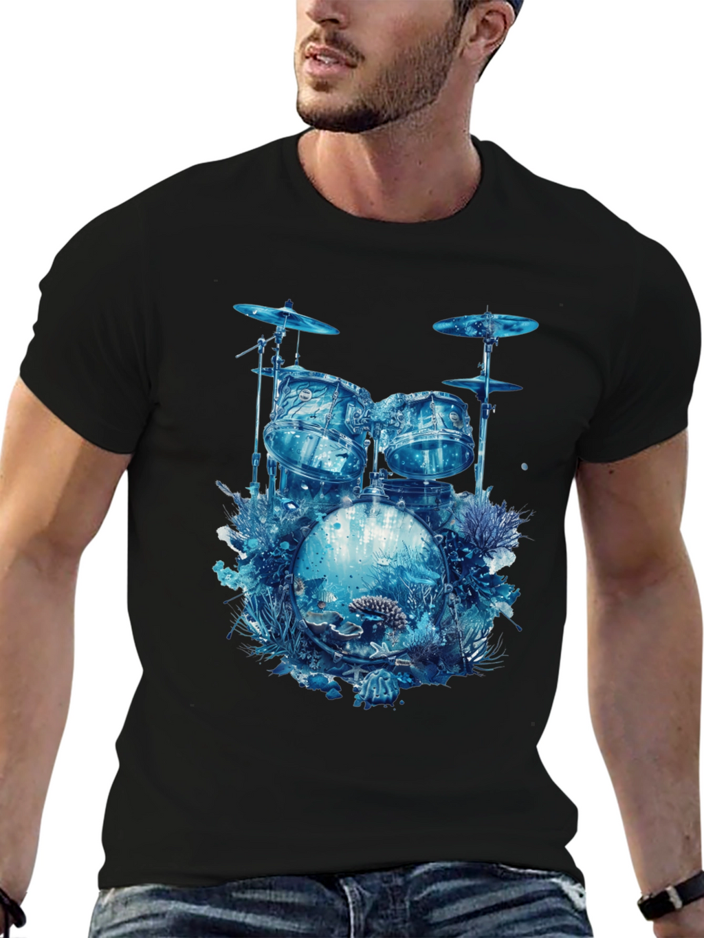 Ocean Drum Kit Tee - Unique Music Lovers Shirt