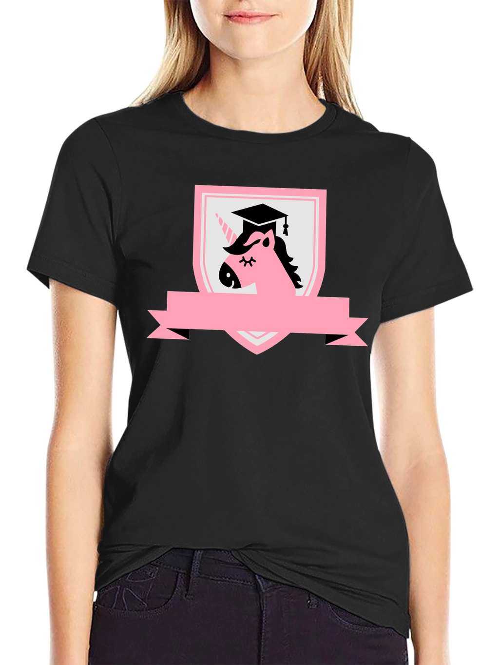 Graduation Unicorn Black T-Shirt