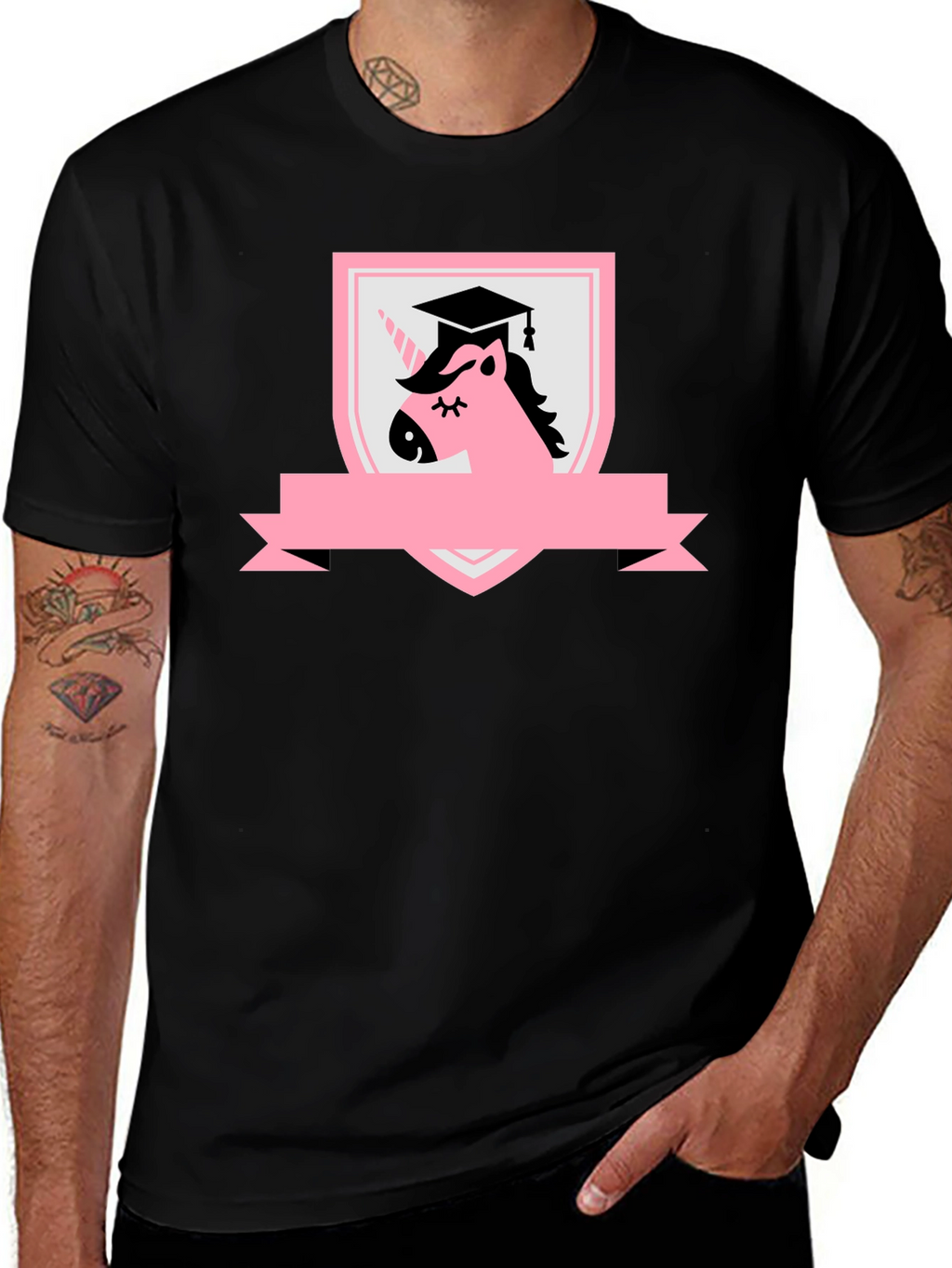 Graduation Unicorn Black T-Shirt