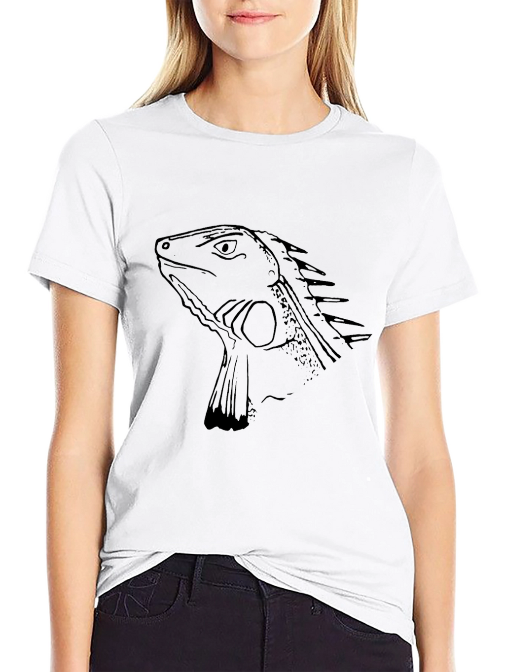 Iguana Graphic Print Black T-Shirt