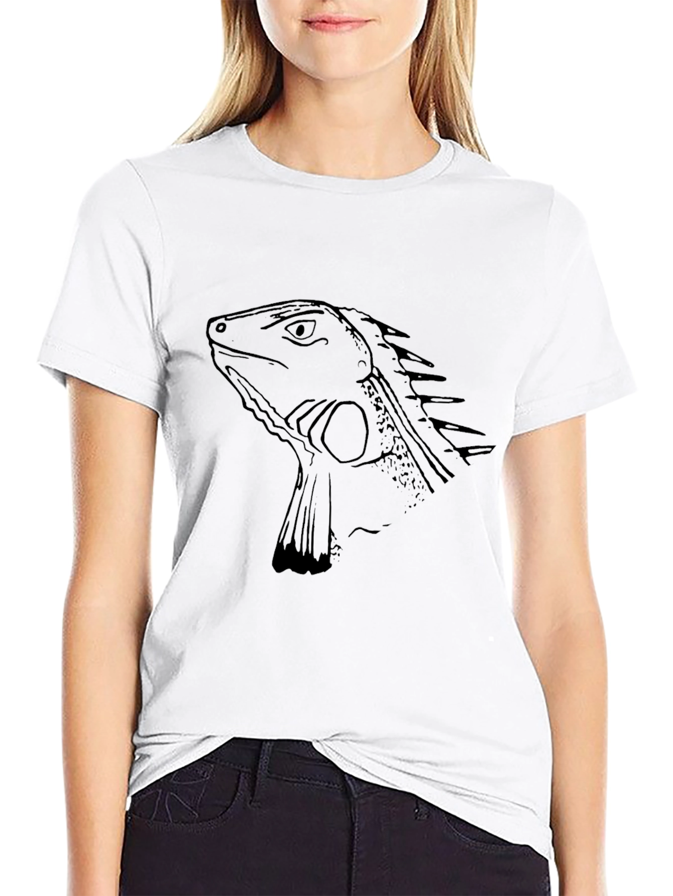 Iguana Graphic Print Black T-Shirt