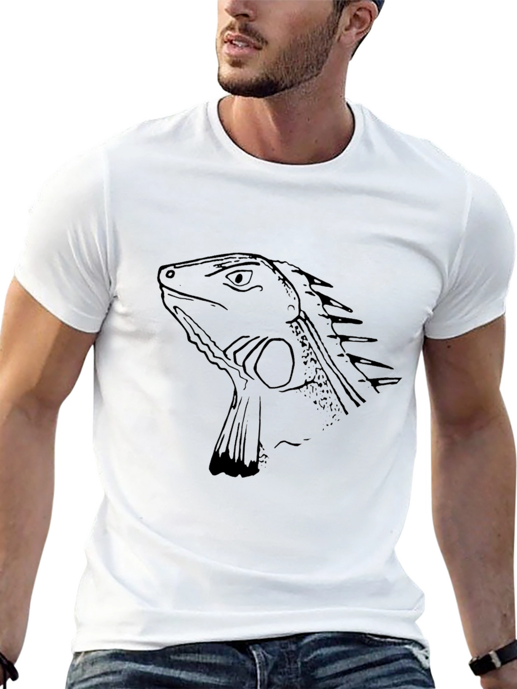 Iguana Graphic Print Black T-Shirt