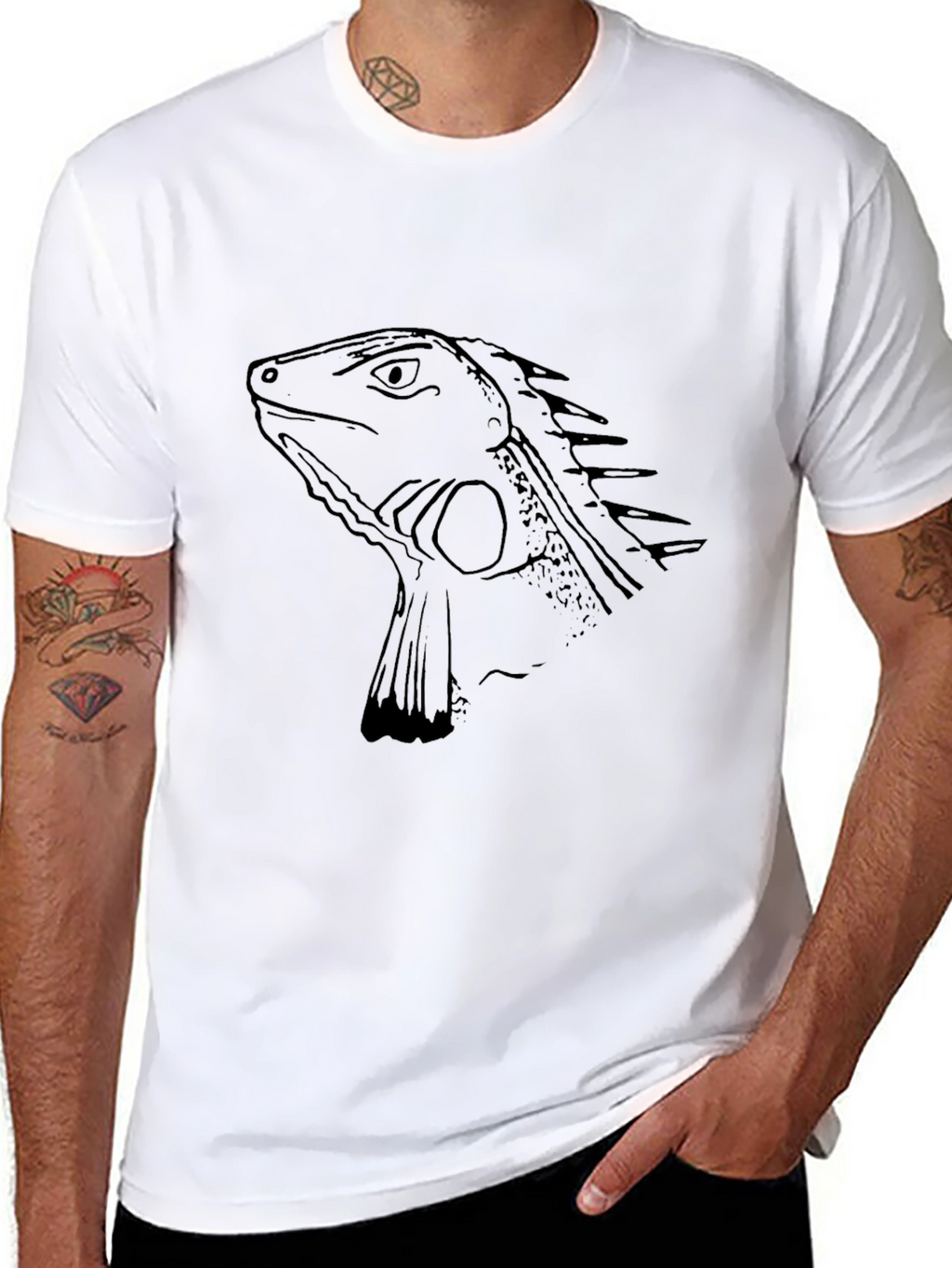 Iguana Graphic Print Black T-Shirt