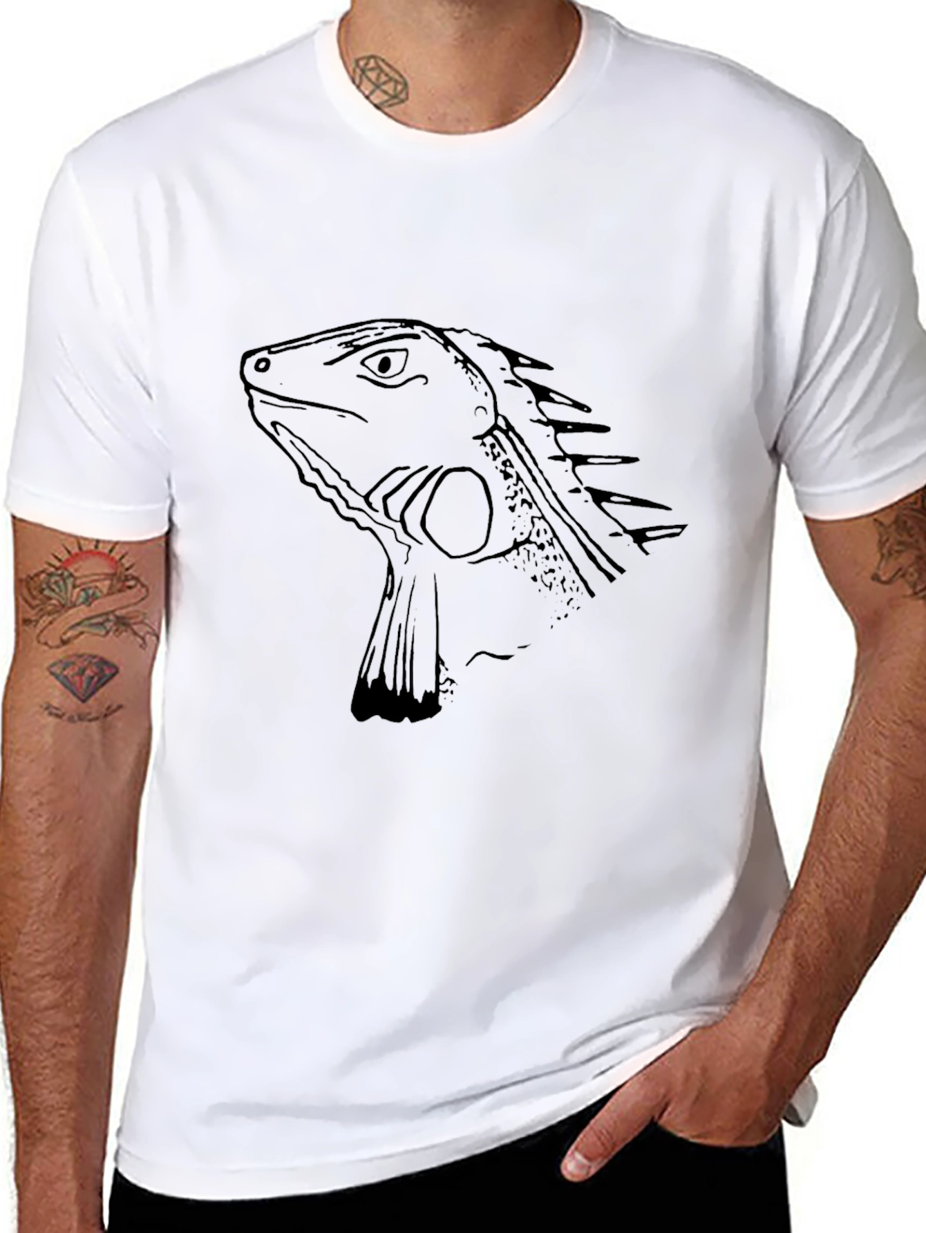 Iguana Graphic Print Black T-Shirt