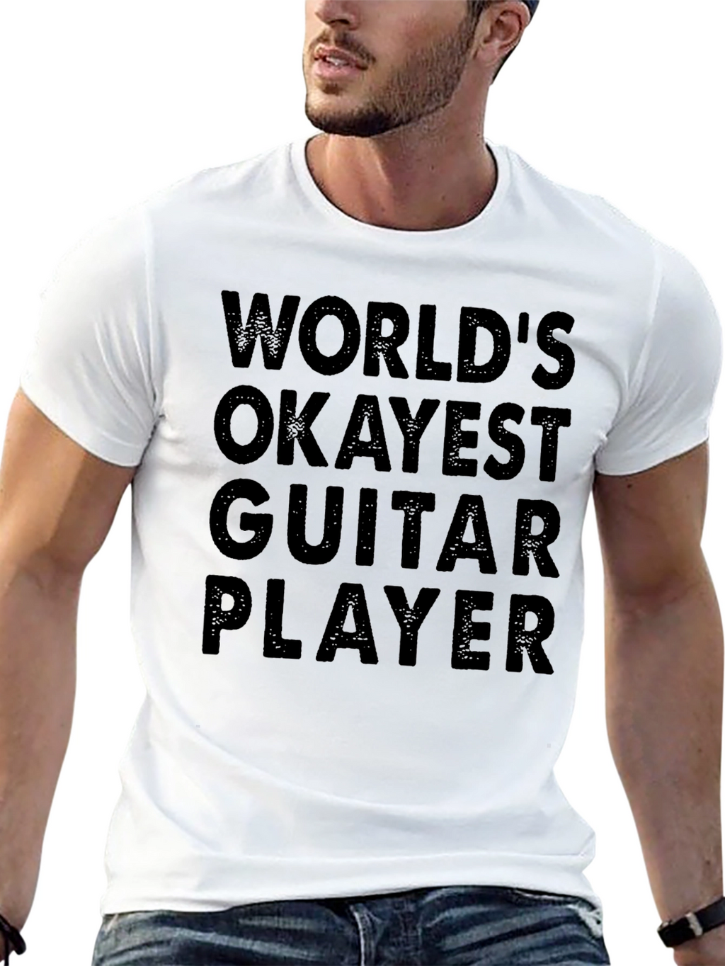 Worlds Okayest Guitar Player Black T-Shirt