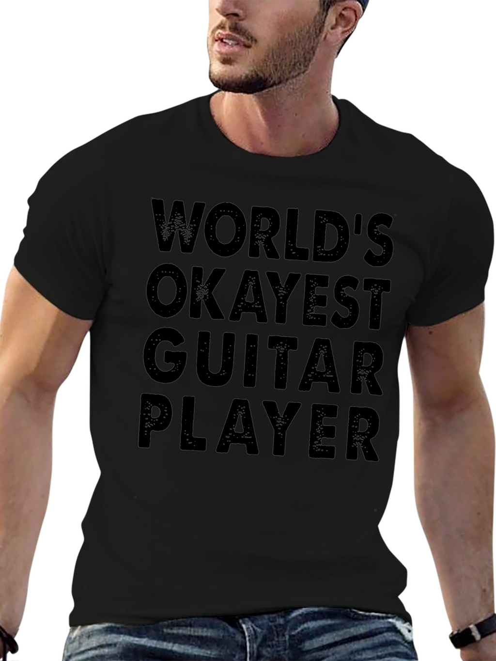 Worlds Okayest Guitar Player Black T-Shirt